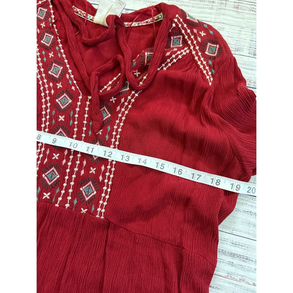 Knox Rose Maxi Dress Women XL Red Embroidered Boho Tiered Long Sleeve XL - Picture 5 of 7